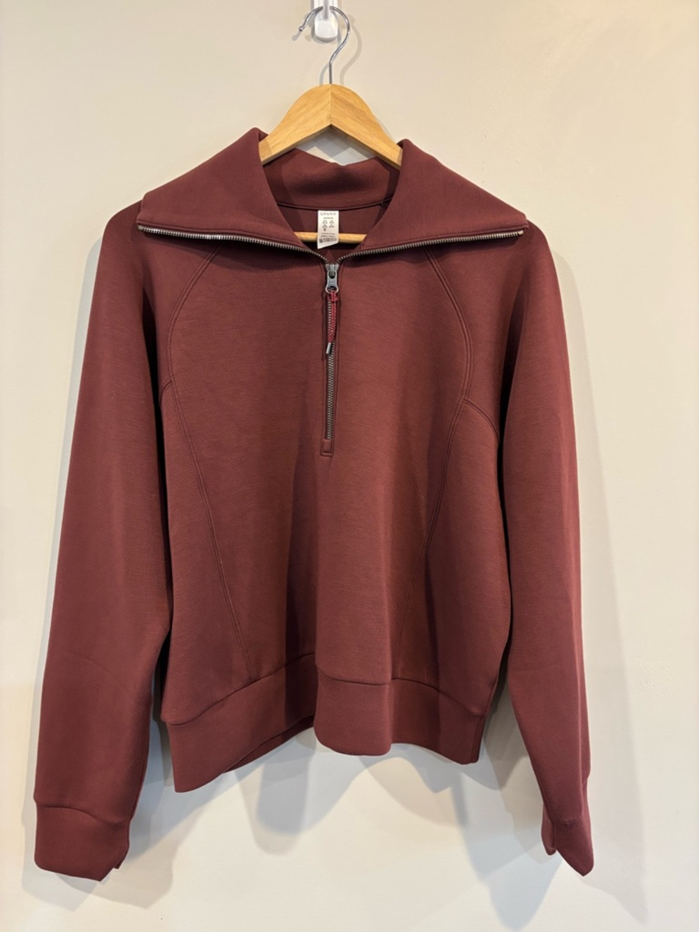 Like New SPANX Air Essentials Half-Zip Pullover Maroon Medium (fits small)
